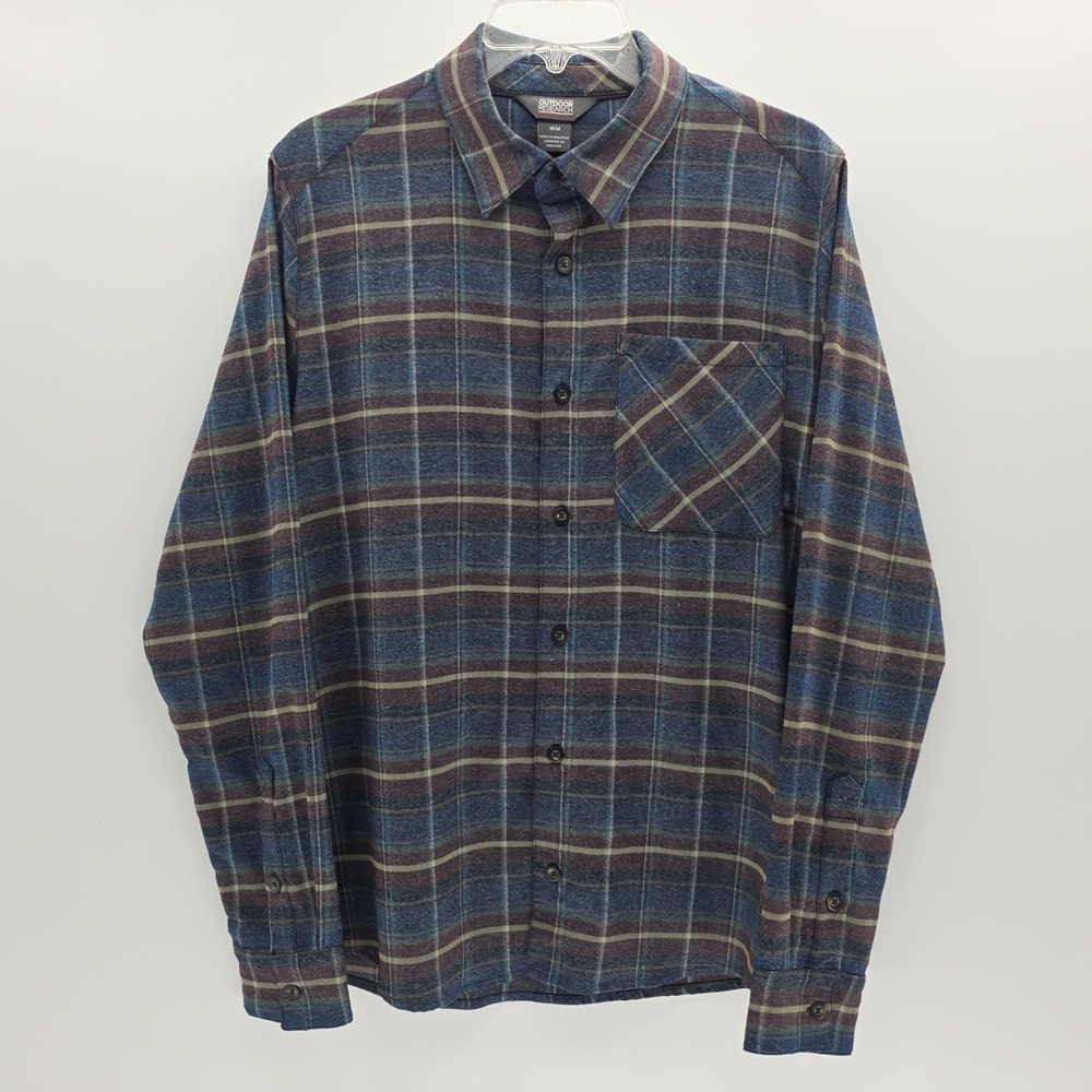 Outdoor Research Men's Kulshan Plaid Flannel Shirt Medium Blue Plaid Multicolor